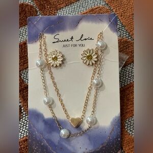 Sweet Love Gold and White Floral Earrings